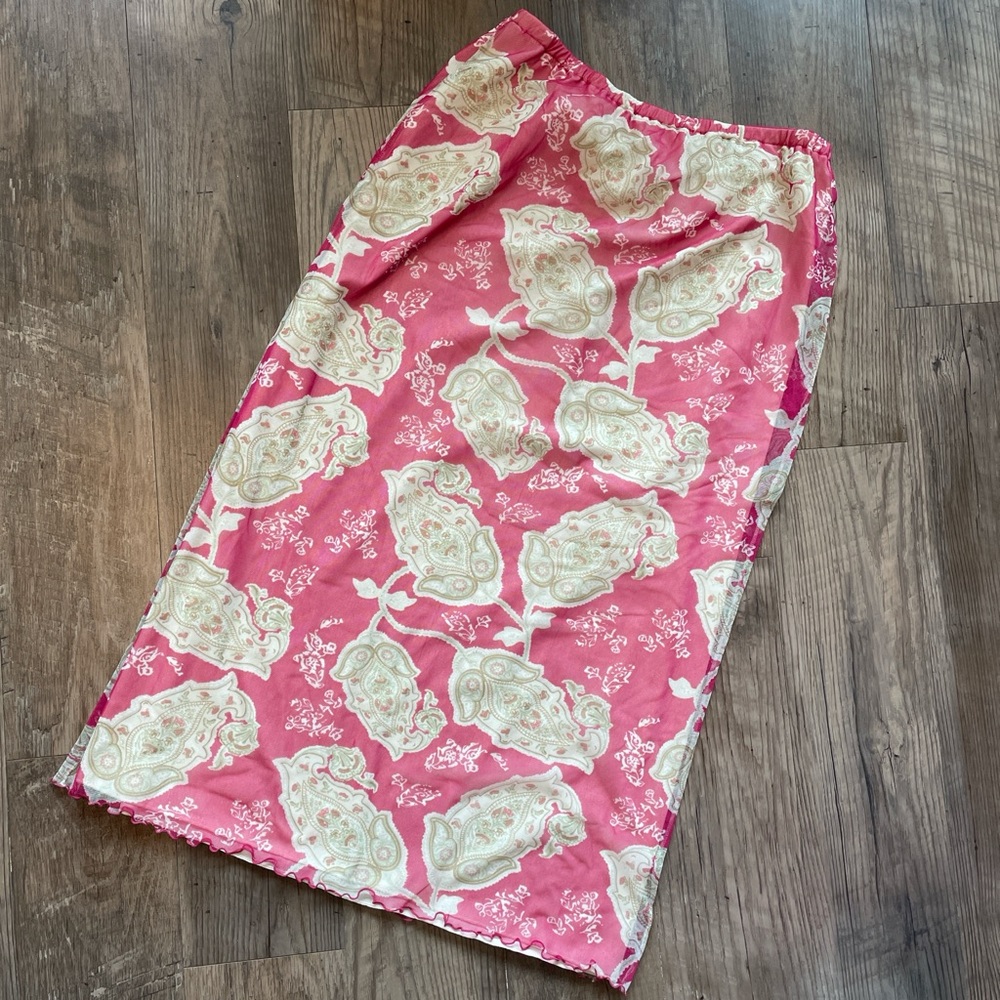 VTG pink paisley midi skirt